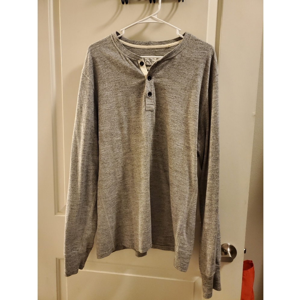 Men's Rag & Bone L/S Heather Grey Henley XXL